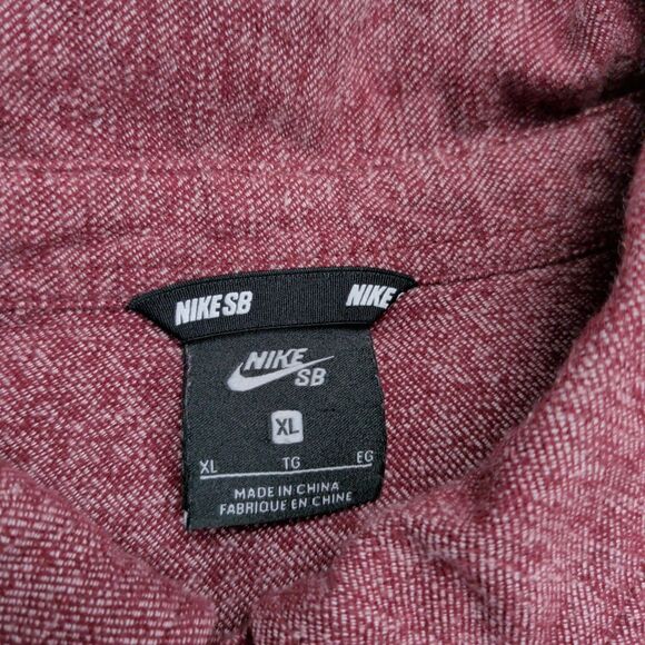 Nike SB Flannel Shirt Mens XL Long Sleeve Button Up Heathered Red - Picture 2 of 10